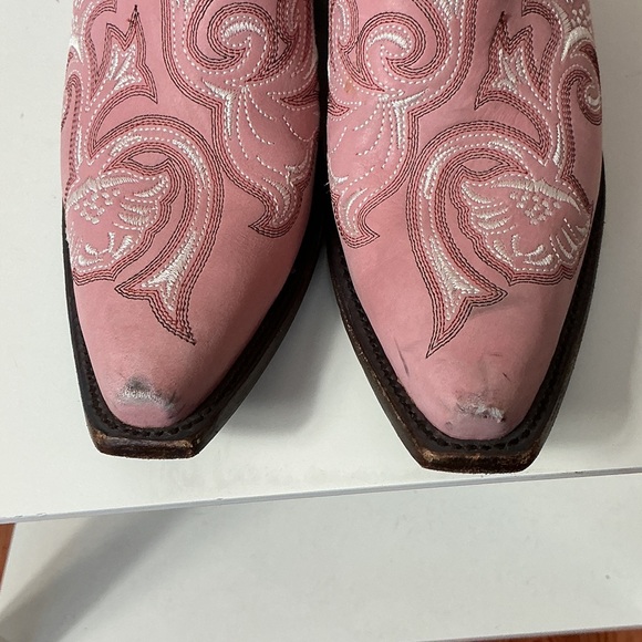 Corral Pink Embroidered Leather Cowboy Boots - Picture 5 of 12